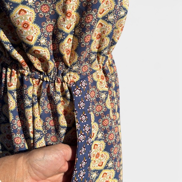 Xhilaration Dress Medium Abstract Faux Wrap Neck Babydoll Boho Cottagecore Farm - Picture 7 of 15